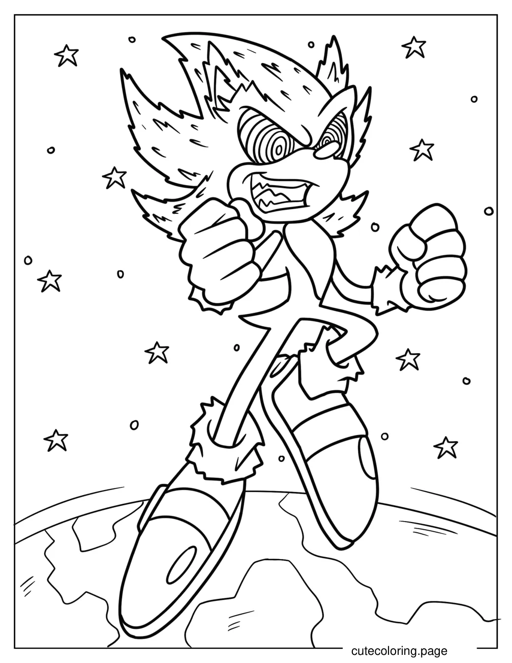 Evil Super Sonic With Hypnotic Eyes Coloring Page coloring page