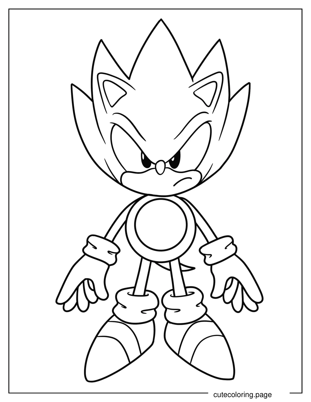 Simple Super Sonic Outline Coloring Page For Kids coloring page