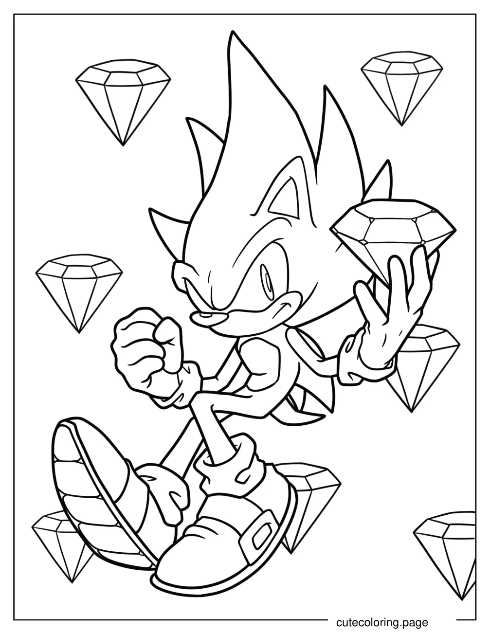 Super Sonic Holing Chaos Emerald coloring page