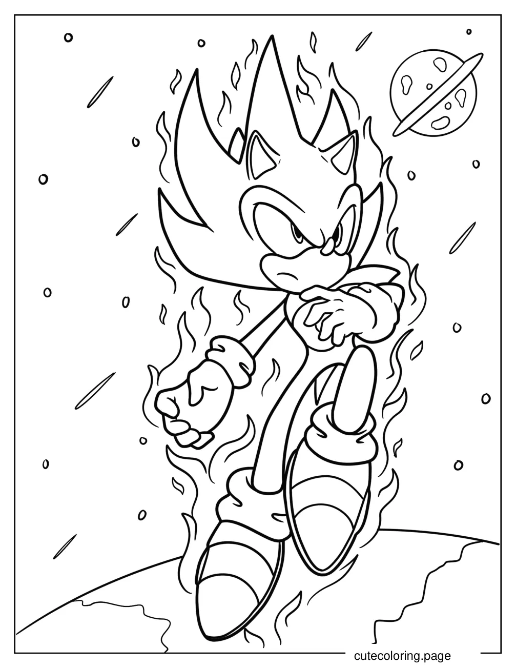 Super Sonic In Outer Space Coloring Sheet coloring page