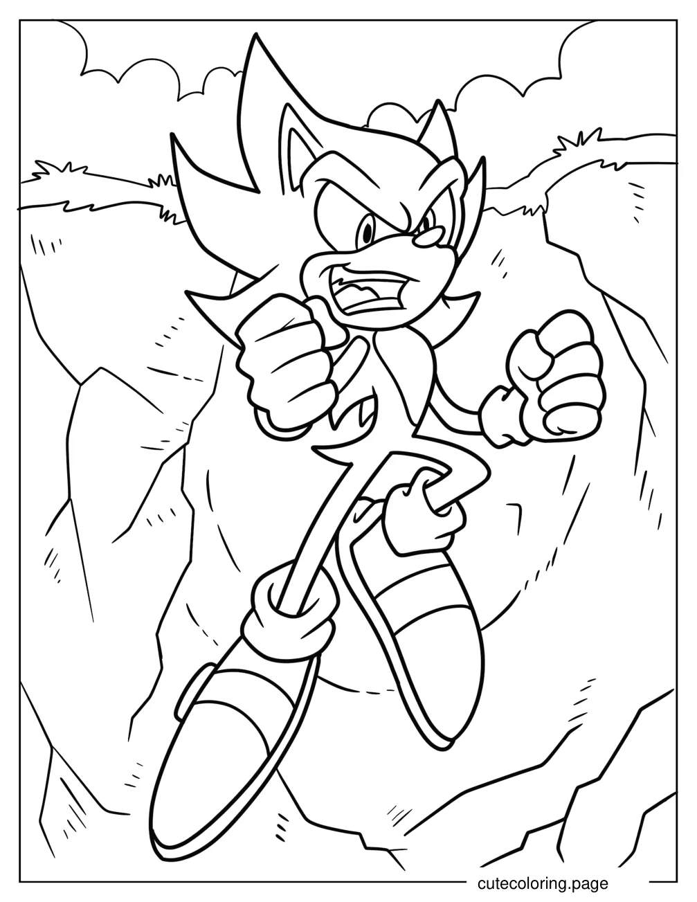 Super Sonic Leaping And Laughing Coloring Page coloring page