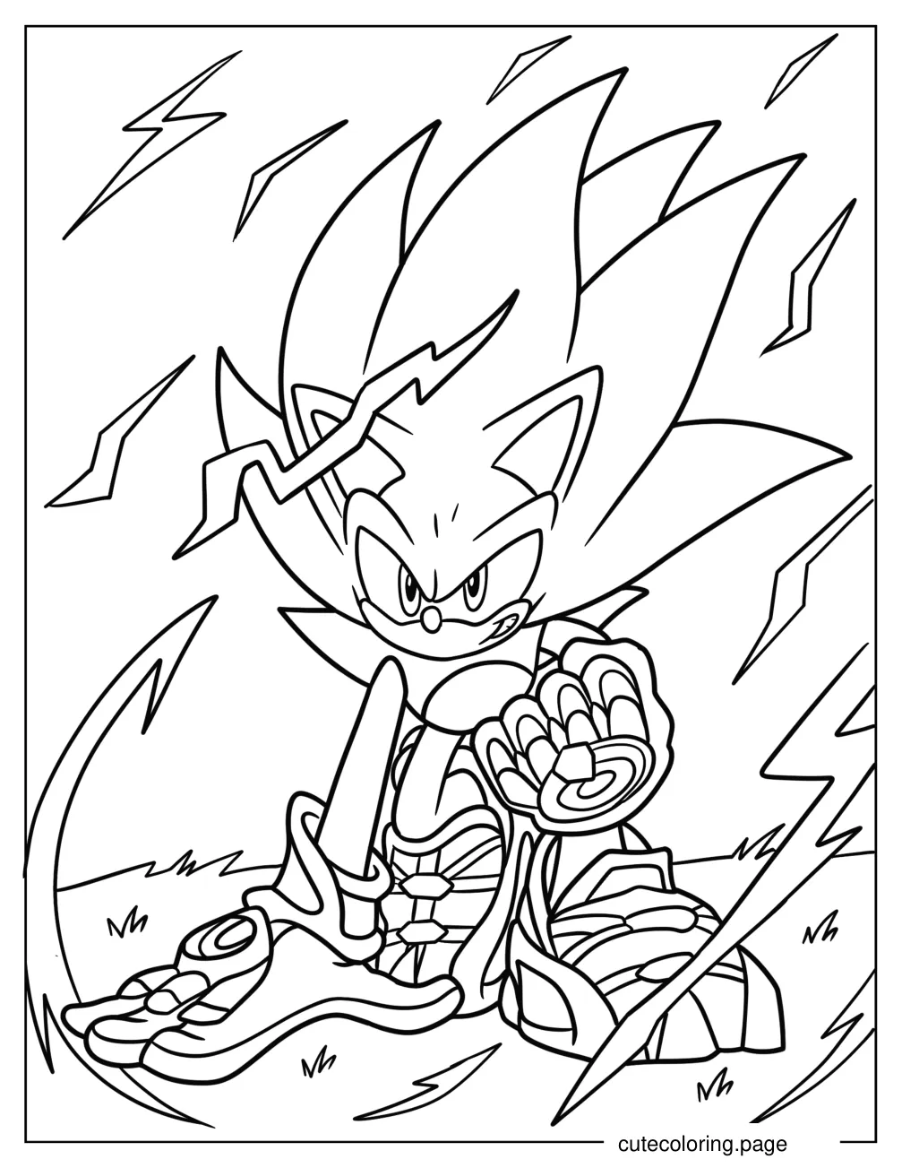 Super Sonic Power Up With Special Gloves Coloring Sheet coloring page