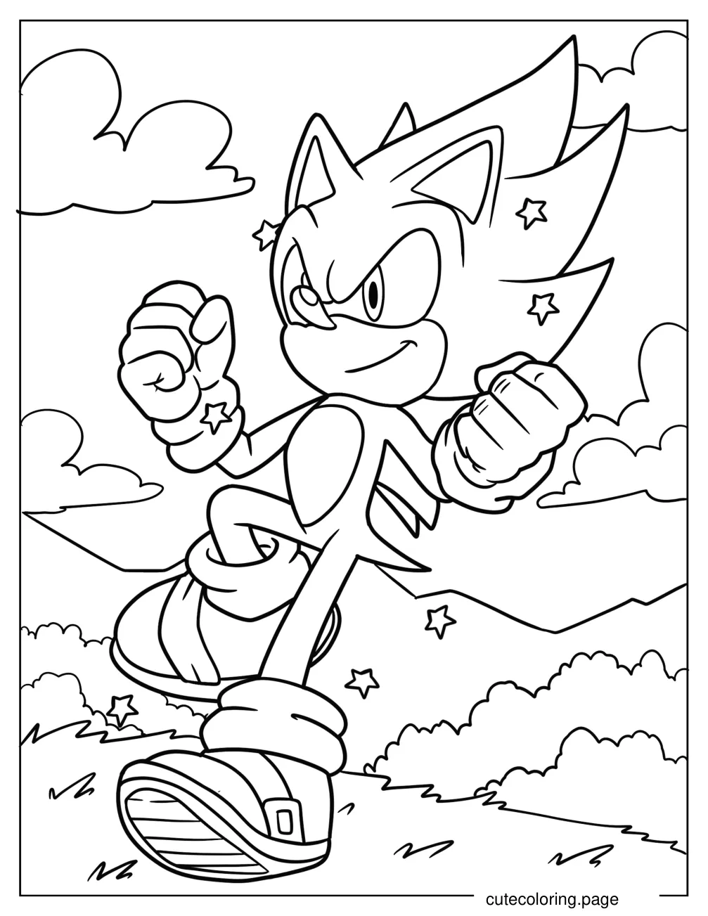 Super Sonic Running In Angel Island coloring page