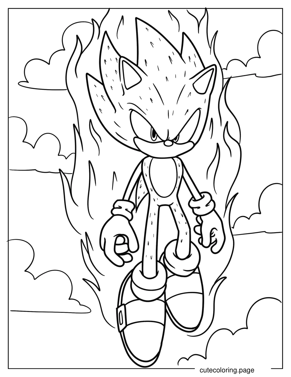 Super Sonic Surrounded By Energy coloring page