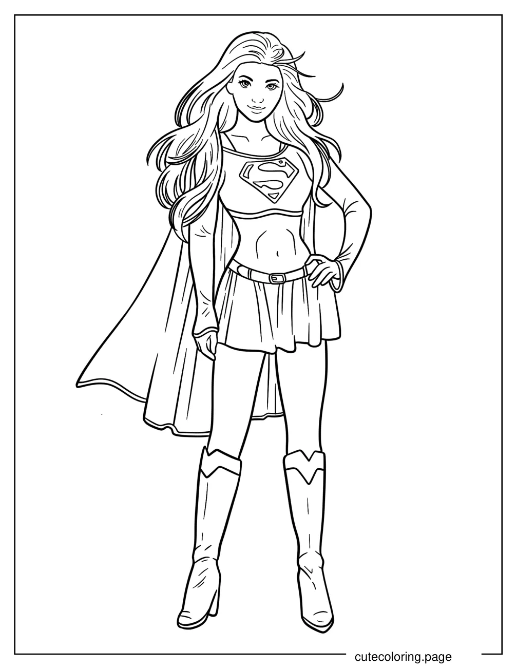 Easy Supergirl Coloring Sheet For Kids coloring page