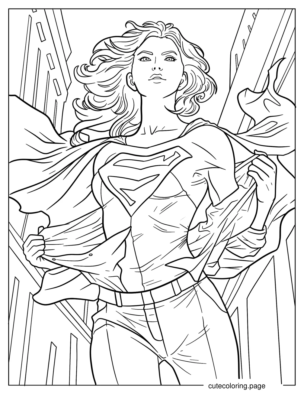 Kara Zor El Turning Into Supergirl coloring page