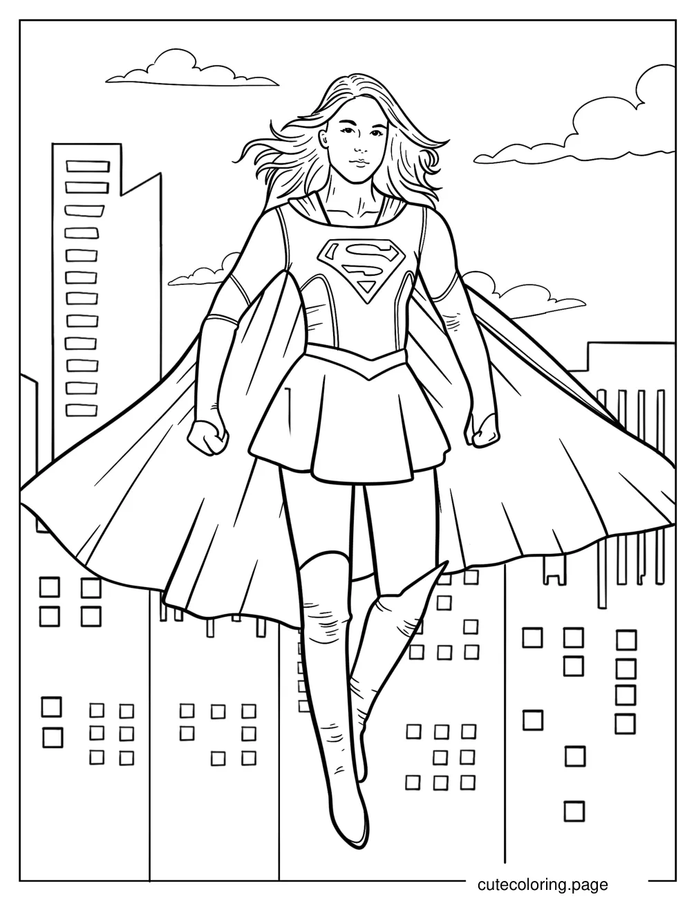 Realistic Kara Zor El Supergirl coloring page