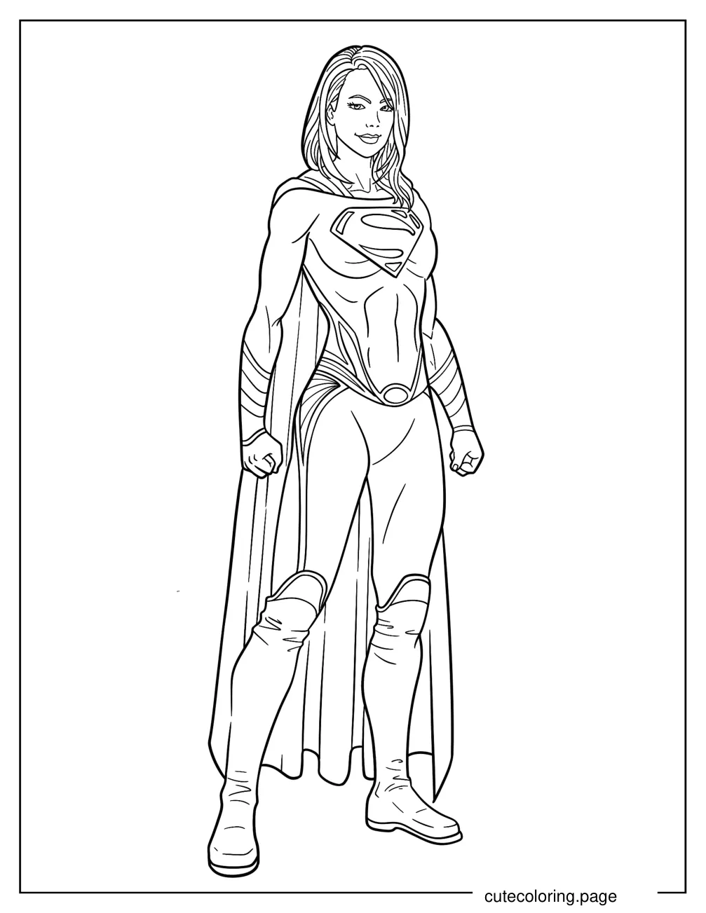 Simple Supergirl Coloring Page For Kids coloring page