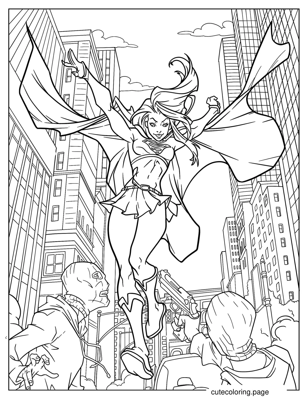 Supergirl In New York City Coloring Page For Kids coloring page