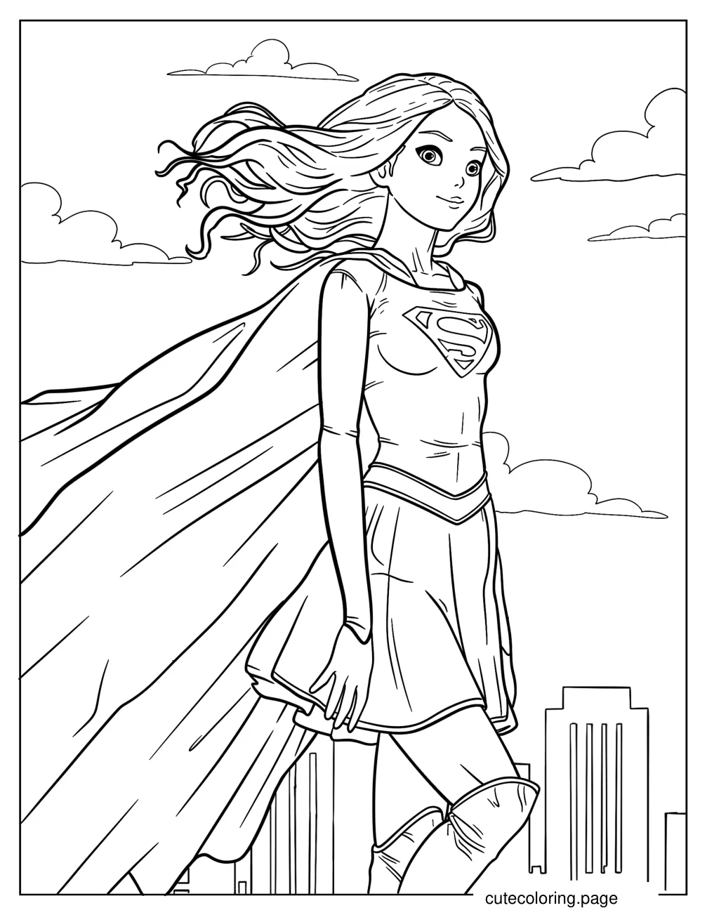 Young Kara Zor El Supergirl Coloring Page For Kids coloring page