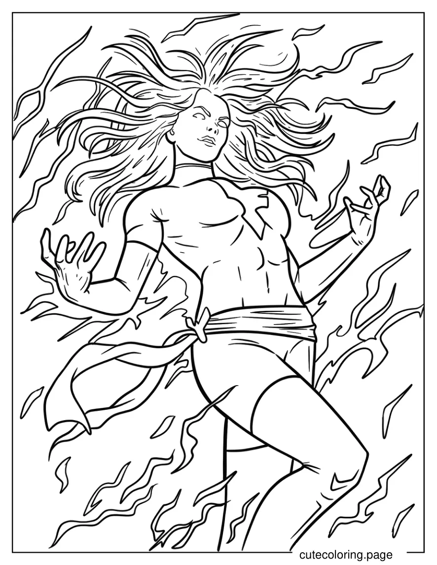 Jean Grey Phoenix Surrounded By Energy Coloring Sheet coloring page