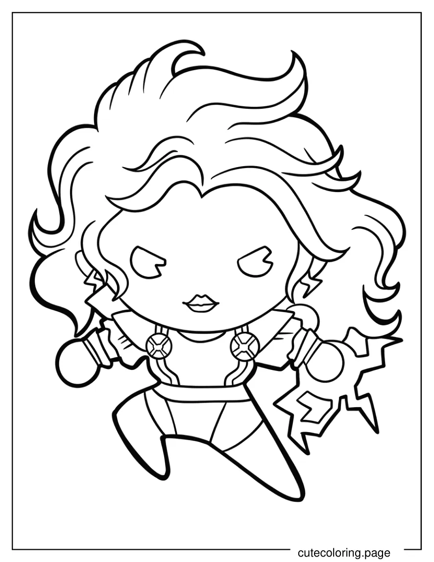 Kawaii Chibi Storm Coloring Sheet For Preschoolers coloring page