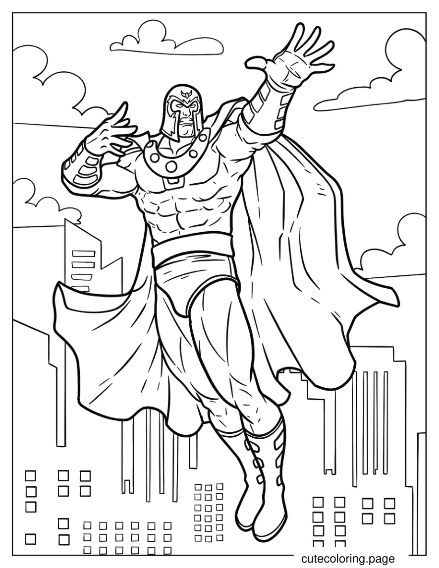 Magneto Floating In The Air While Using Powers Coloring Page coloring page