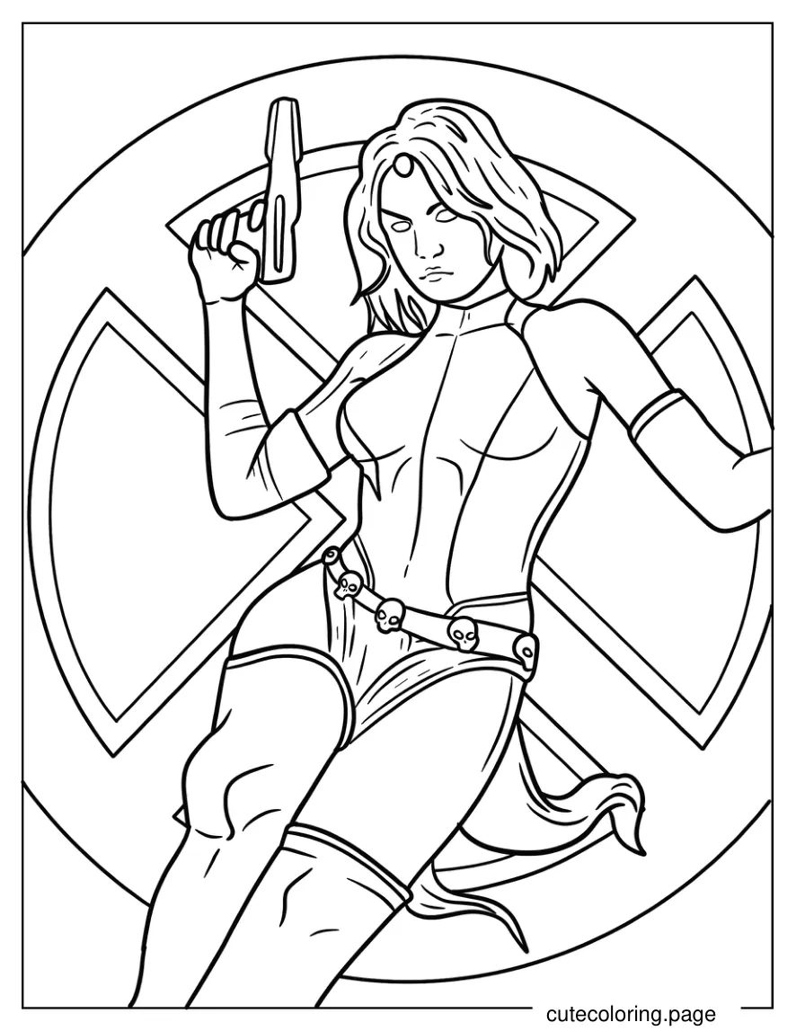 Mystique Holding Gun In The Air Coloring Page coloring page