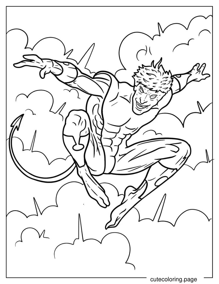 Nightcrawler Leaping Above Smoke Coloring Sheet coloring page