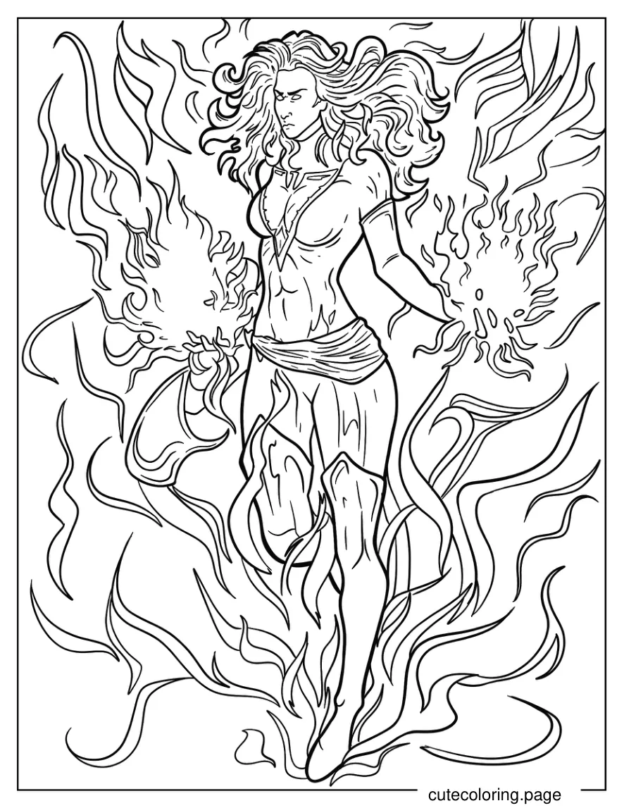 Phoenix Summoning Cosmic Energy Coloring Page coloring page