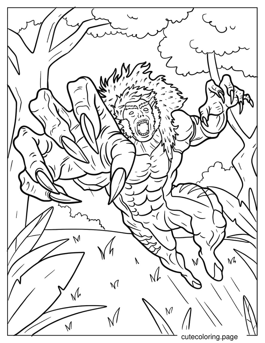 X Men Beast Leaping From Tree Coloring Page coloring page