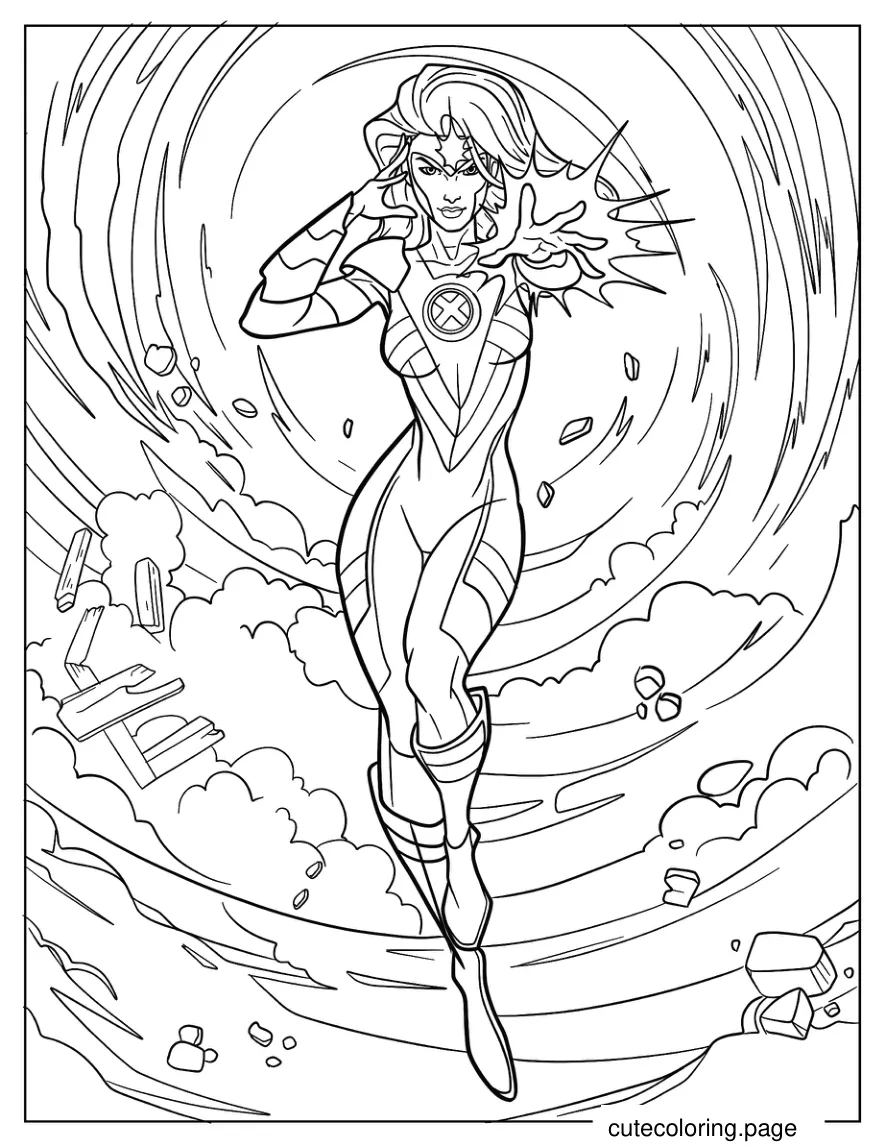 X Men Phoenix Using Telekinesis Coloring Page coloring page